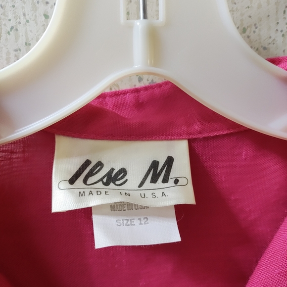 Vintage lese M. Maxi Length Dress 12 Hot Pink 80s Barbie Core Buttons Clean USA - Picture 2 of 10